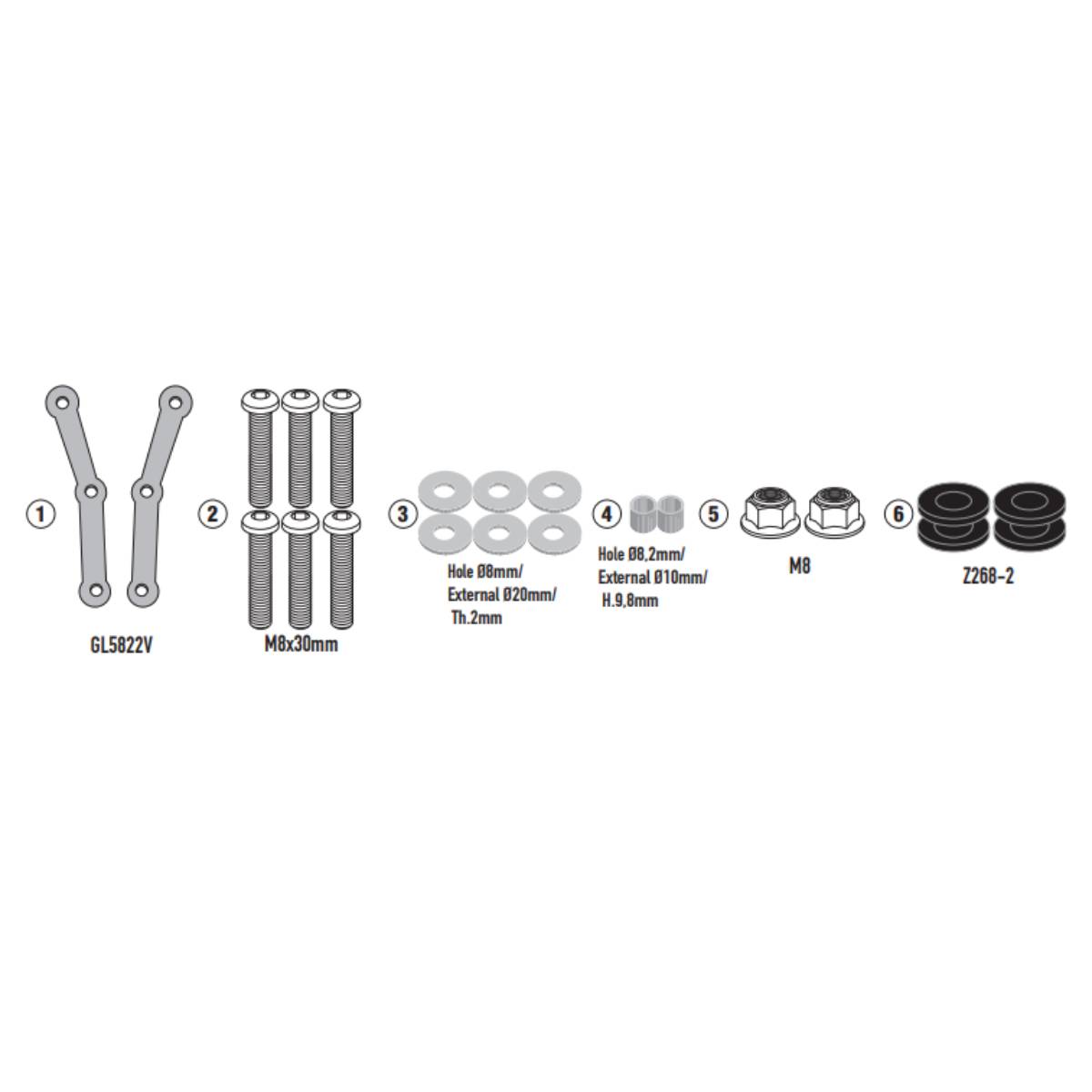 Kit anclajes cúpula 6125DT Kymco SKYTOWN 125 2024-